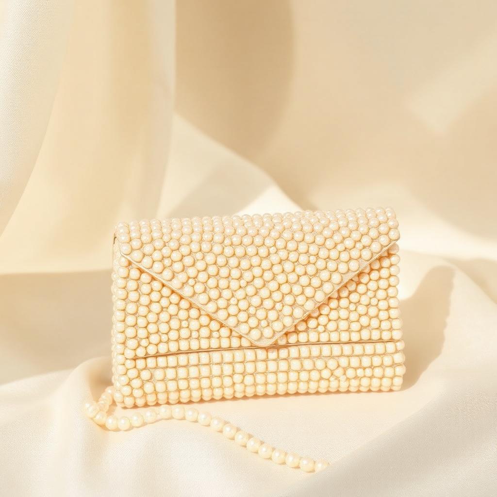 Ivory Pearl-Beaded Evening Clutch