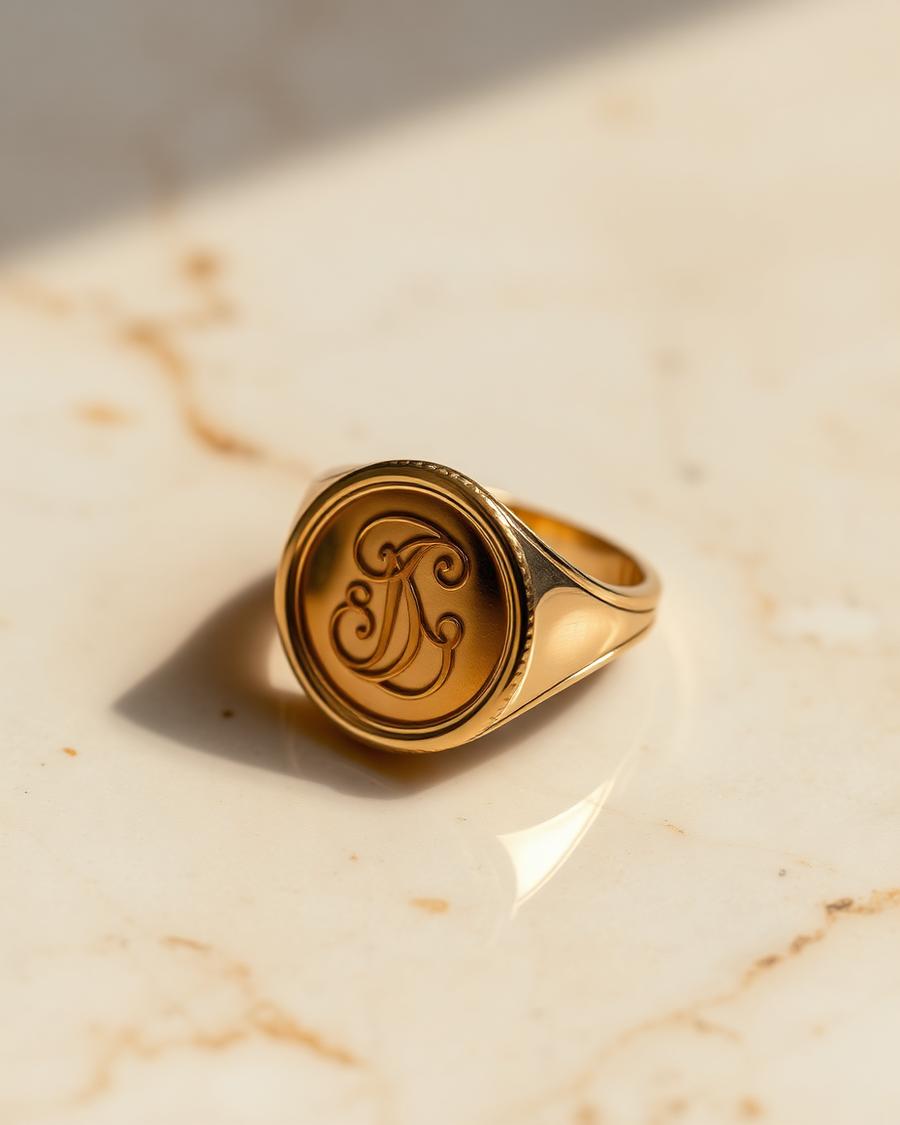 Gold Monogram Signet Ring