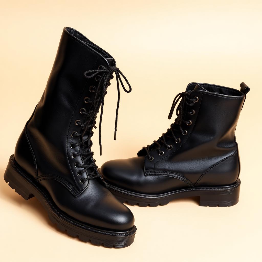 Black Lace-Up Combat Boots
