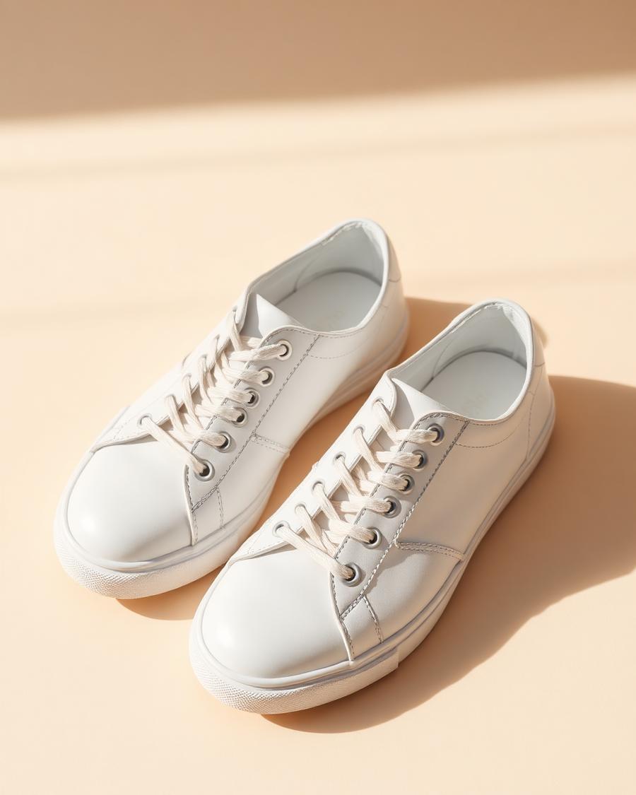 Ivory Leather Low-Top Sneakers
